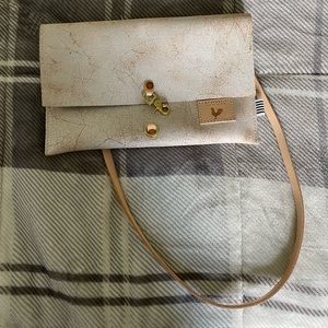 Meanwhile back on the farm birch white leather foldover and cross body